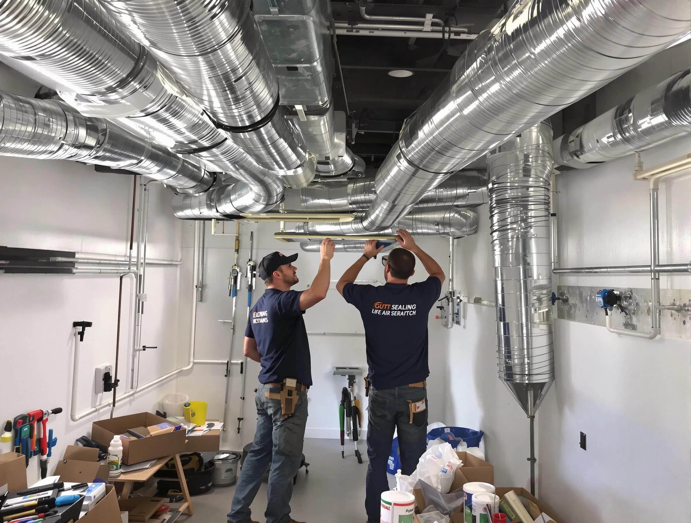 Talladega Air Duct Cleaning technician applying professional duct sealing solutions in Talladega