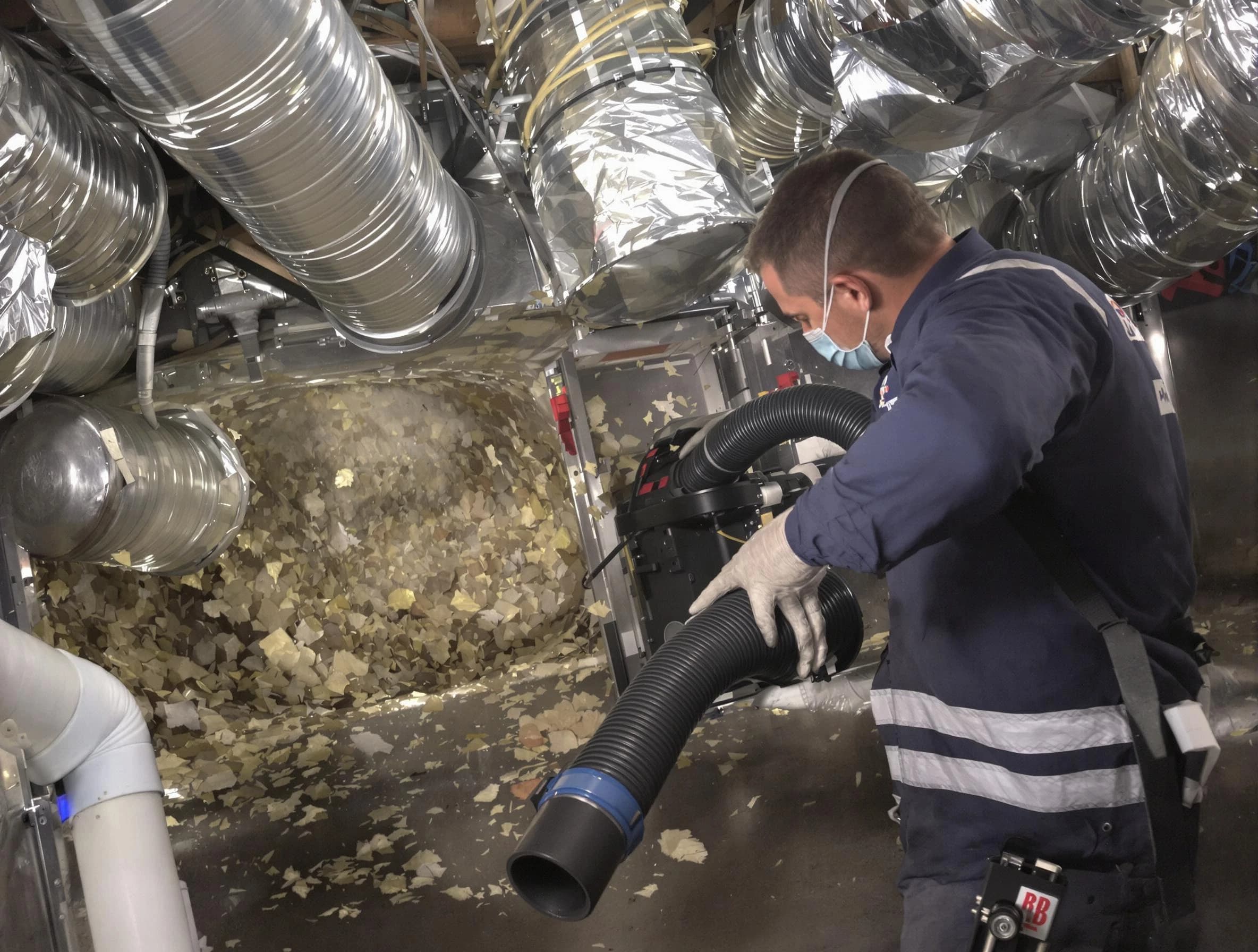 Talladega Air Duct Cleaning specialist operating negative pressure cleaning equipment for thorough duct maintenance in Talladega