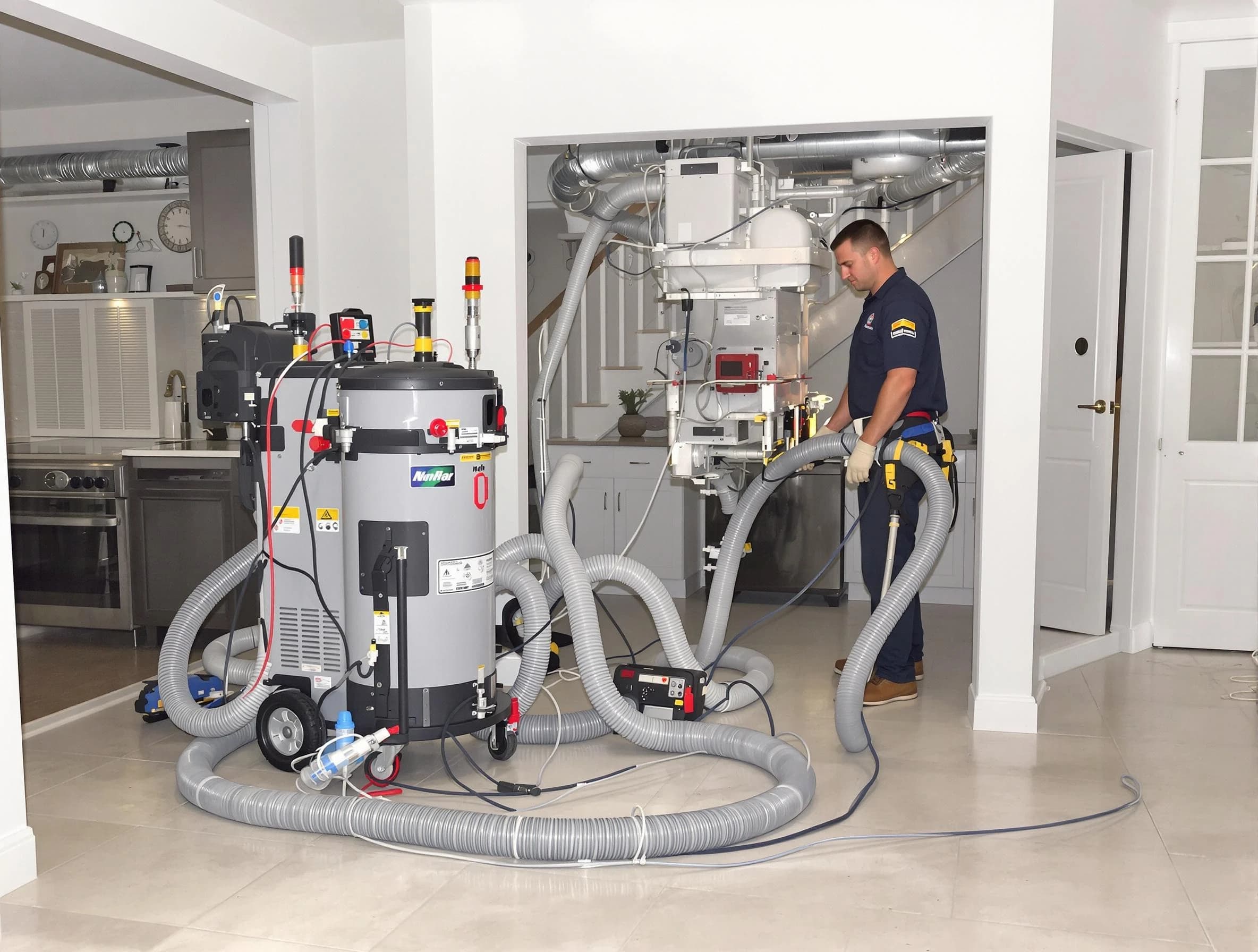 Talladega Air Duct Cleaning technician operating negative pressure cleaning equipment for thorough duct maintenance in Talladega